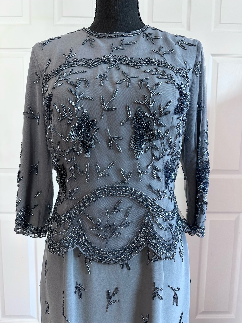 Jovani New York Gray Beaded Mesh Mother of the Bride Groom Gown - Picture 2 of 8